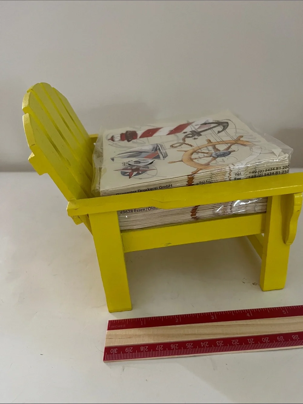 Yellow Adirondack Style Mini Chair holds cocktail napkins